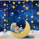 10x6ft Twinkle Little Star Backdrops Navy Blue Gold Stars with Clouds Photography Background for Baby Shower Gender Reveal Starry Night Party Decorations Banner Photo Booth Props