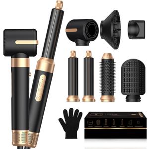 Blow Dryer Brush 7 in One, Negative Ion Hair Set Upgrade Hot Air Styler Wrap Curler, Curling Iron Styling Tools As A Gift for Straight/Curl/Drying/Smoothing