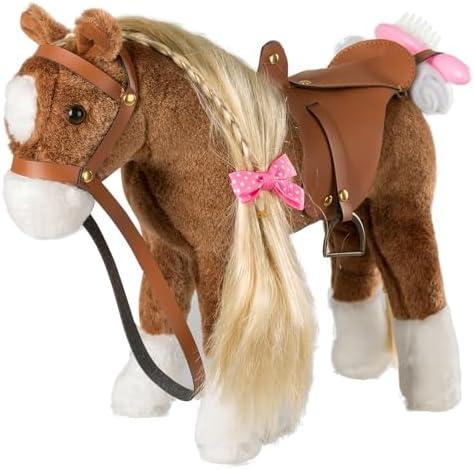 Amazon.com: HollyHOME Horse Stuffed Animal Cute Pony Plush Pretend Play Horse Toys for Girls 11 inches Brown : Toys & Games