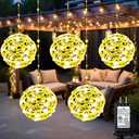 Christmas Ball Lights - 200LED Outdoor Tree Globe String Lights, 8 Modes Waterproof Sphere Lantern Lights, Christmas Decor for Tree Garden Porch (Warm White, 5pack) (7.1in - 5pc - plug in)