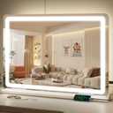ROLOVE Vanity Mirror with Lights, 32" x 22" Large Lighted Vanity Mirror with Dimmable 3 Modes, LED Makeup Mirror, Touch Screen Control, USB Charging Port, Tabletop or Wall-Mounted (White)