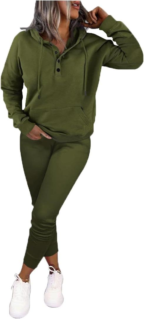 Nimsruc Two Piece Outfits For Women Jogging Suits Casual Sweatsuits Jogger (Large, Dark Green)