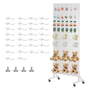 Alexayhome 24" X70” Pegboards with Extra 30 Hooks,2 Pcs Metal Standing Pegboard Display with Wheels,Pegboard Display Stand with Heavy-Duty T-Base for Retail,Market and Shows,White