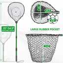 Rubber Fishing Net with Telescoping Handle - High Strength Landing Net for Fishing with Soft Rubber Netting, Two Sizes Options, L, Hoop Size: 20.3 X 16
