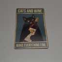 Vintage Black Cat Wall Decor, Funny Cat and Bottle Signs, Cats and Makes Everything Fine Retro Wall Metal Sign for Bedroom Bathroom Office Bar Coffee Kitchen, Gift Cat Lovers 8x12