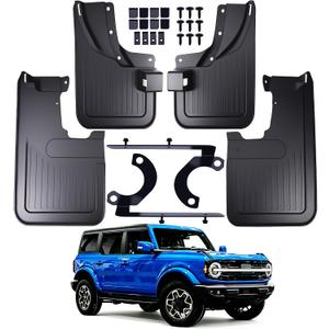Mud Flaps for 2021-2026 Ford Bronco 2 Door 4 Door,No Drill Splash Guards Front and Rear for Bronco Accessories,Heavy Duty Molded Mudguards with Hardware,4Pcs(Not for Bronco Sport)