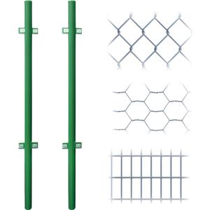4FT Heavy Duty Green Metal Garden Fence Posts (2-Pack) - for DIY Chicken Wire, Garden/Yard/Driveway/Farm Fence Stakes