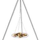 HaSteeL Camping Tripod for Outdoor, Adjustable Portable Cooking Tripod with 17Folding Grill Grate, Stainless Steel Campfire Grill Stand Hanger for Dutch Oven Hunting Beach BBQ Fire Pit, Easy Assemble