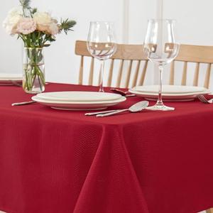  Tablecloth Stain Resistant Waterproof Wrinkle Resistant Washable Soft Table Cloth, Fabric Table Cover for Dining Room, Indoor and Outdoor Use, 70 x 50 Inch, Red