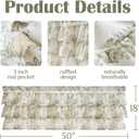 jinchan Ruffled Floral Valance Linen Shabby Chic Small Window Curtain 18 Inch Farmhouse Kitchen Valance for Bedroom Living Room Decor Cottage Rustic Window Treatments 1 Panel Green on Beige