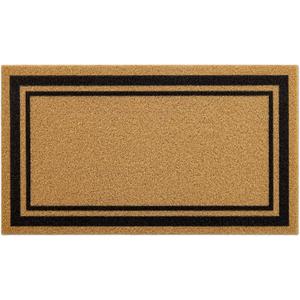 OLANLY Front Door Mat, Low Profile Doormat, Stain and Fade Resistant, Easy to Clean, for Indoor and Outdoor Entrances, Patio Porch or Entryway, Brown (30x17 Inch, Classic Border)