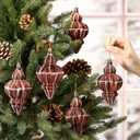 Soulchen Brown 8 Pcs 5.1 Inch Shatterproof Finial Christmas Ornaments Rustic Finial Vintage Ornaments Xmas Hanging Decor Christmas Tree Decorations for Holiday Farmhouse Home Decoration