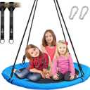 Trekassy 700lb 40 Inch Saucer Tree Swing for Kids Adults Outdoor 900D Oxford Waterproof with 2pcs Tree Hanging Straps, Steel Frame and Adjustable Ropes Blue