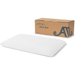AM AEROMAX 2.75 Inches Standard Size Hyper Slim Memory Foam Pillow for Stomach and Back Sleepers - Thin, Flat Design for Cervical Neck Alignment and Deeper Sleep.