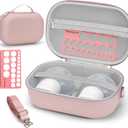 Wearable Breast Pump Bag Carrying Case for Momcozy & Willow, Use with Hands Free Wearable Breast Pumps for eufy Security/Medela/Bluefair, Travel Pumping Bag with Nipple Ruler & Removable Tray(Holds 2) (Pink)