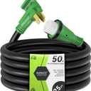 RVMATE 50 Amp 25 Feet RV/Generator Lockable Power Extension Cord, Easy Plug in Handle, 14-50P to SS 2-50R with LED Indicator, ETL Listed