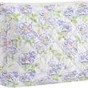 5 PACK HHQQWZ Makeup Bag Travel Cosmetic Bag for Women Girls, Zipper Make Up Pouch, Floral Flowers Toiletry Organizer Makeup, Portable Storage Bag, Cosmetic Travel Cloth Bag (L/Large Blue Flowers)