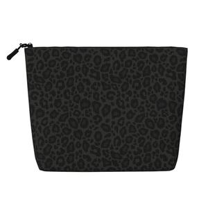 MINIOZE Leopard Grey Animal Leather Makeup Bag Travel Cosmetic Bag Organizer Toiletry Bag Make Up Bags For Women Girls Large Light