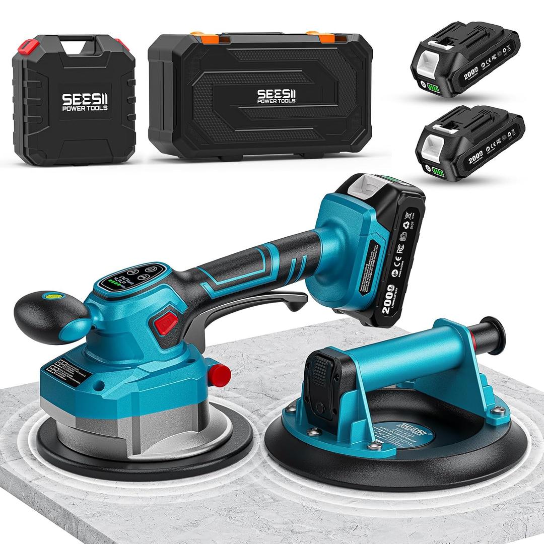 SEESII Tile Tools Kit, Tile Vibration Tool + 8" Suction Cup for Glass