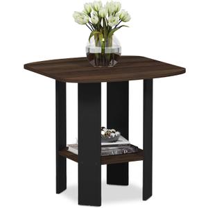 Furinno SIMPLE DESIGN Side Table, 2-Tier Modern End Table with Soft Edges, Open Shelves Night Stand, Bedside Table, for Living Room, Bedroom, Columbia Walnut, 1-Pack, 2 Tiers, Standard Leg