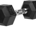 Hex Dumbbells Rubber Coated Cast Iron Hex Black Dumbbell Free Weights for Exercises 17.5 Lbs Pair