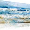 WLWBINTING Beach Wall Art Large Abstract Art Wall Art For Living Room Bedroom Ocean Painting Wall Decor Canvas Prints Abstract Beach textured Pictures Modern Office Home Decor Artwork Ready To Hang, 48"L x 24"W