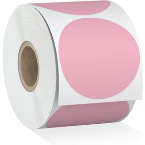 Misofuki 2" 750 Labels Pink Circle Direct Thermal Stickers Labels Roll Compatible with Zebra, Rollo, MUNBYN, Self-Adhesive Round Direct Thermal Labels (C-1-pk)