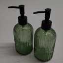 Green Glass Soap Dispenser Set with Black Pump, 13.5oz Refillable Liquid Hand Soap Dispenser, Lotion Dish Soap Dispenser for Modern Home Decor, Bathroom, Kitchen Countertop, Hotel(2 Pack)