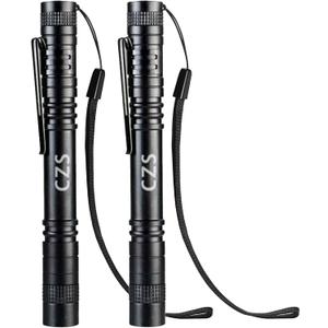 CZS Flashlight, 2 Pack Pen Light, Small Flashlights High Lumens, Battery-Powered LED Flashlight by 2AAA Battery, Waterproof Pocket Flashlights for Work, Emergency (Battery Not Included)