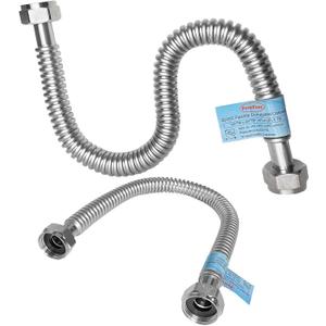 2 PACK Plus 1 inch Flexible Water Line, Water Heater Hose 1"FIP x 1" FIP x 24" Length, Stainless Steel Corrugated Water Heater Connector, Softener Flex Hose For Tankless (ID 0.95")