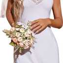 RSLOVE Lingerie for Women Lace Chemise Full Slip Sleepwear Sexy Babydoll Nightgown (Medium, White)