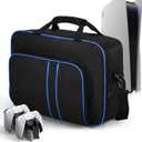 Carrying Case for PS5, Portable Carry Case Bag for Playstation 5, Protective Travel Storage Bag with Thick Padding Compatible for PS5 Digital Edition,Controller,Game Discs,Charger & Accessories, Black