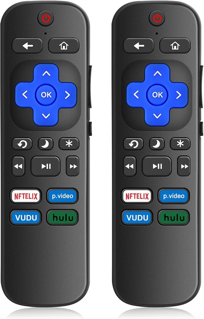 (Pack of 2) Replaced Remote Control Only for Roku TV Compatible with TCL Roku/ for Hisense Roku/ for Insignia Roku/ for Onn Roku Smart TV (Not for Roku Stick and Box)