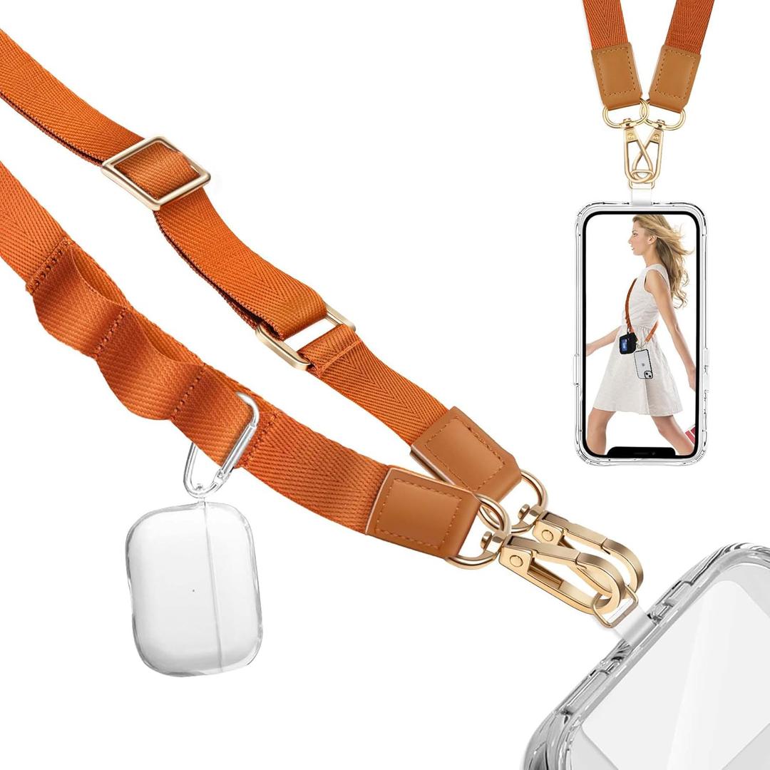 FITENOUGH Phone Lanyard Crossbody Phone Strap - Universal Adjustable Cell Phone Lanyard Neck Strap (Orange)