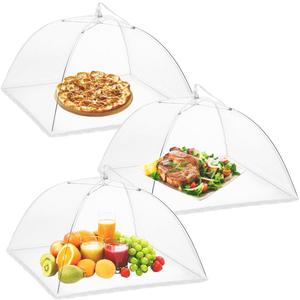 Onarway Food Covers for Outside Mesh: 3 Pack 14 Inch Pop Up Fine Fly Net for Fruit - Collapsible Screen Umbrella Food Tent for Outdoor Picnic Party BBQ (White)