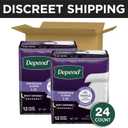 Depend Underpads, Disposable Incontinence Bed Pads for Adults, Slip Resistant, 36"x 21", 24 Count (2 Packs of 12) 