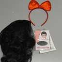 Short Curly Bob Wig Black Princess Wig with Bow Headband for Girls Halloween Costume Party Cosplay Wig