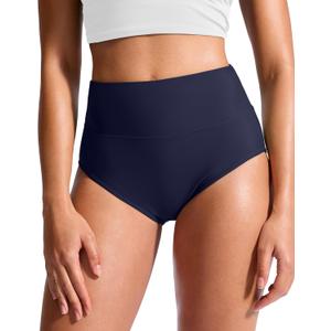 G Gradual Women's High Waisted Bikini Bottoms Tummy Control Swim Bottom Full Coverage Bathing Suit Swimsuit Bottoms for Women (Navy) Size XS
