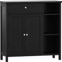 Irontar Bathroom Cabinet with Doors, Bathroom Floor Cabinet with Drawer & Adjustable Shelf, Kitchen Cupboard Storage for Living Room, Entryway, Black
