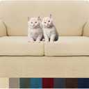 MAXIJIN 3 Piece Jacquard Couch Covers for 2 Cushion Couch Stretch Non Slip Love Seat Couch Cover for Dogs Pet Friendly Elastic Furniture Protector Loveseat Slipcovers (Loveseat, Light Beige)