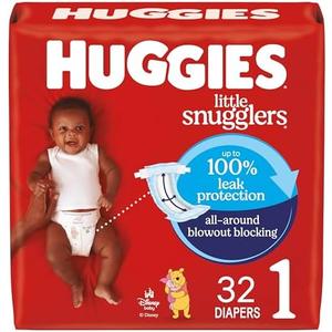 Huggies Size 1 Diapers, Little Snugglers Baby Diapers, Size 1 (8-14 lbs), 32 Count, Packaging May Vary