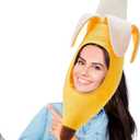Banana Hat Costume, Plush Fruit Headwear for Adults, Party Costume for Halloween Dress Up and Crazy Silly Banana Hat Roleplay Cosplay