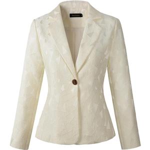 Beninos Womens Long Sleeve Lightweight Office Work Suit Jacket Blazer (1908 White, M)