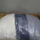 SLEEPBELLA Comforter Queen Size, 600 Thread Count Cotton White and Navy Striped Patchwork Reversible Pattern Reversible Blue Comforter Set,Down Alternative Bedding Set 3Pcs (Queen, Blue Patchwork)