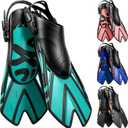 Snorkel Fins, Swim Fins Travel Size Short Adjustable for Snorkeling Diving, Open Heel Swimming Flippers for Adult Men Women, Small-Medium