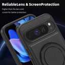 Magnetic Case Designed for Google Pixel 10 Pro XL Premium PU Leather 360 Degree Rotatable Ring Stand Kickstand Rugged Shockproof Phone Cover for Pixel 10 Pro XL (Black)
