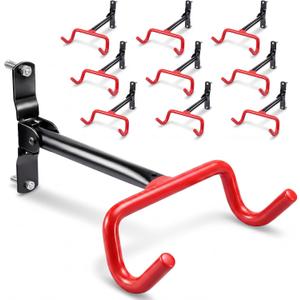 Gisafai 10 Pack Bike Wall Mount Hangers, Foldable Horizontal Wall Bike Rack Hooks with Screws, Rubber Coated Anti Scratch Bicycle Storage Holder for Garage Apartment Indoor Shed, Road Mountain Hybrid