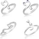 4pcs Crochet Rings, Adjustable Crochet Loop Rings Metal Open Cat Yarn Tension Ring Knitting Thimble Yarn Guide Finger Holder for Mother Grandma Gifts Knitting Craft Supplies