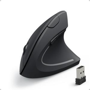 Anker 2.4G Wireless Vertical Ergonomic Optical Mouse for Work, Multi-Device Connectivity, 800/1200 /1600 DPI, 5 Buttons for Laptop, Desktop, PC, MacBook - Black
