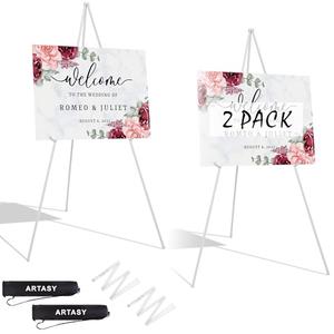 ARTASY 63" Easel Stand for Wedding Signs, Posters, Portable Artist Easel for Painting Canvas, Tripod for Home and Office, Supports 5 lbs-White 1/Pack